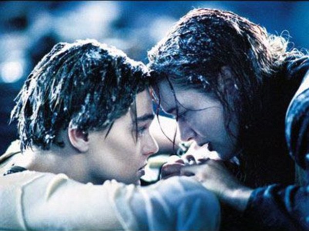 FILM: Titanic (1997), with Leonardo DiCaprio as Jack Dawson and Kate Winslet as Rose DeWitt Bukater. Titanic-Winslet-Dicaprio_l.jpg
