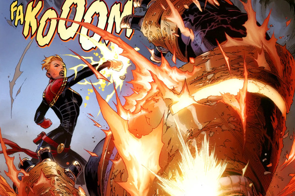 Captain Marvel Fighting Thanos