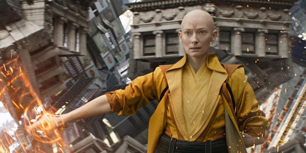 Tilda Swinton playing the role of Ancient One