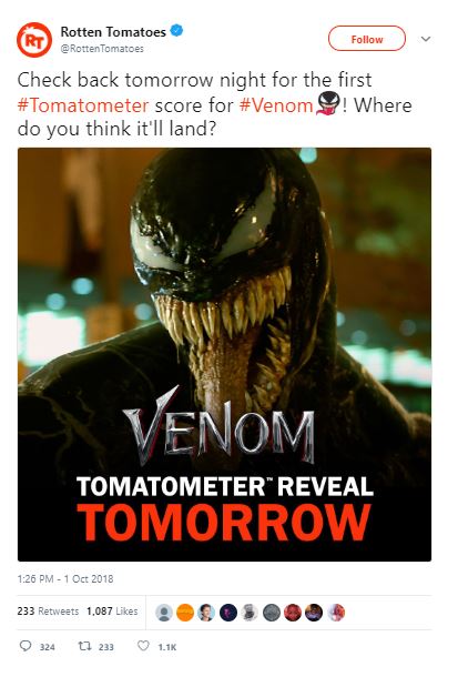 Venom Rotten Tomatoes Score