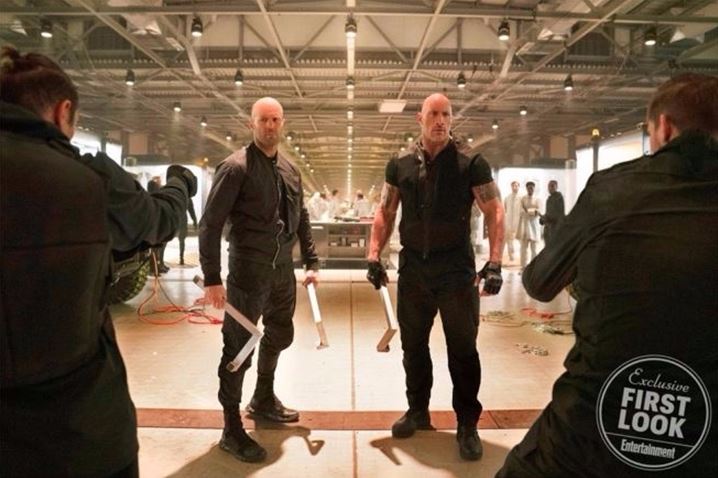 Hobbs & Shaw BTS Photo Idris Elba Flamethrower