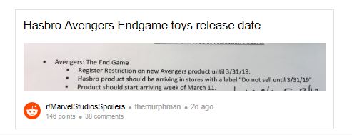 Avengers: Endgame Toys