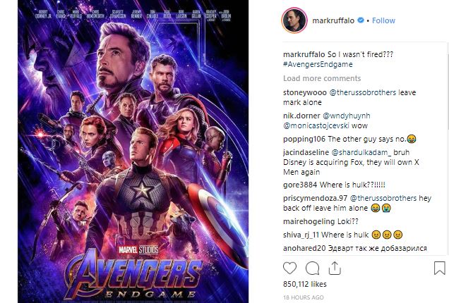 Avengers: Endgame Mark Ruffalo