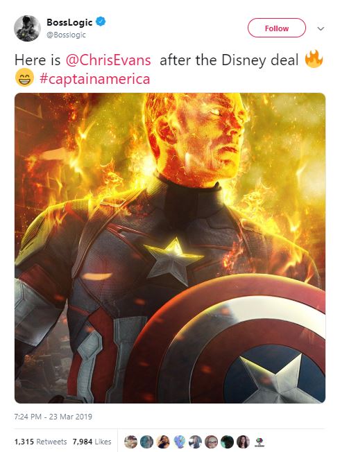 Chris Evans Marvel BossLogic Disney Fox Merger