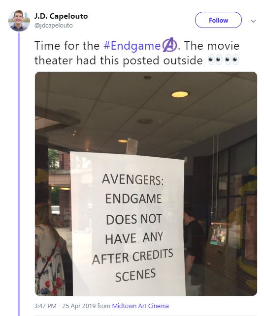 Avengers: Endgame Post Credits Scene