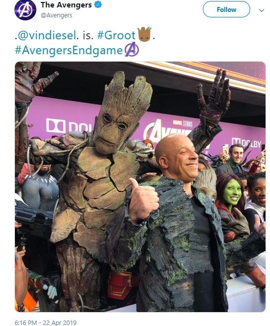 Avengers: Endgame Premiere Vin Diesel Groot Jacket