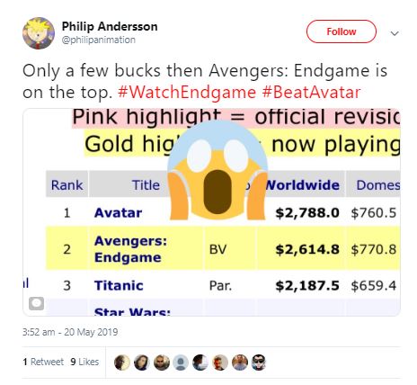 Avengers: Endgame #BeatAvatar Marvel