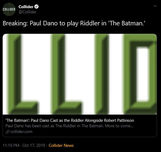 Paul Dano Cast as The Riddler