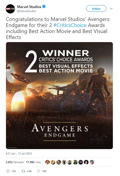 Avengers: Endgame & Joker Win Big at the Critics' Choice Awards