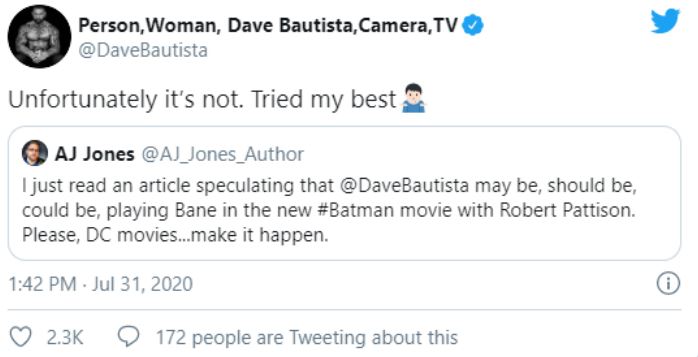 Dave Bautista Bane Will Be In The Batman