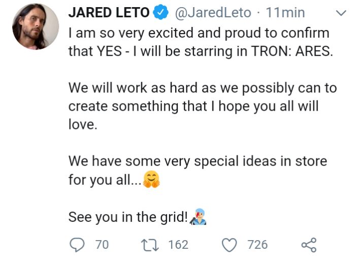 Disney’s Tron 3 With Jared Leto