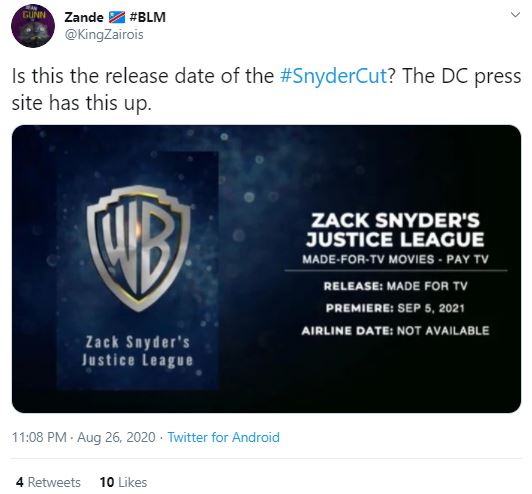 Justice League Snyder Cut Release Date leaked