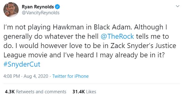 Ryan Reynolds Rumors Green Lantern In Zack Snyder's Justice League