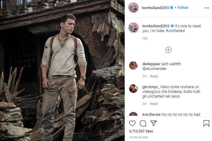 Uncharted – Tom Holland First Look as Nathan Drake